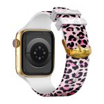 Avizar Bracelete para Apple Watch 41 / 40 / 38 mm Silicone com Padrão Leopardo Rosa - STRAP-AWP-5B