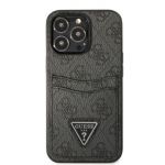 Guess Saffianotriangle Double Card iPhone 13 Pro Black Pattern