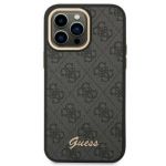 Capa Guess iPhone 14 Pro preta com aro dourado na câmara