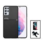 Kit Capa Traseira Magnética Anti Choque + Película de Vidro Temperado GorilasGlass Curvado + Suporte Magnético Com Pernas para Samsung Galaxy S23 Ultra Black - 7427285904688