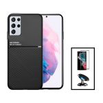 Kit Capa Traseira Magnética Anti Choque + Película de Vidro Temperado GorilasGlass Curvado + Suporte Magnético para Samsung Galaxy S23 Ultra Black - 7427285904664