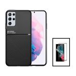 Kit Capa Traseira Magnética Anti Choque + Película de Vidro Temperado GorilasGlass Curvado para Samsung Galaxy S23 Ultra Black - 7427285904657
