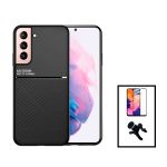 Kit Capa Traseira Magnética Anti Choque + Película de Vidro Temperado GorilasGlass + Suporte Magnético Com Pernas para Samsung Galaxy S23 Plus Black - 7427285904602