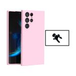 Kit Suporte Magnético Com Pernas + Capa Proteção Traseira Silicone para Samsung Galaxy S23 Ultra Pink - 7427285904435