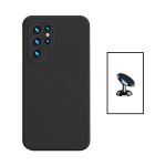 Kit Suporte Magnético + Capa Proteção Traseira Silicone para Samsung Galaxy S23 Ultra Black - 7427285904343