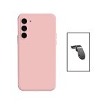 Kit Suporte de Carro Magnético L + Capa Proteção Traseira Silicone para Samsung Galaxy S23 Plus Pink - 7427285904282