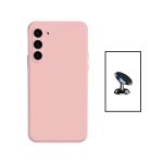Kit Suporte Magnético + Capa Proteção Traseira Silicone para Samsung Galaxy S23 Plus Pink - 7427285904268