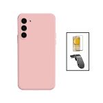 Kit Película de Vidro Temperado GorilasGlass + Capa Proteção Traseira Silicone + Suporte de Carro Magnético L para Samsung Galaxy A54 5G Pink - 7427285907795