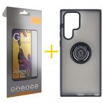 Skyhe Pack 1x Película de Vidro Temperado Full + Capa Skyhe Samsung Galaxy S23 Ultra 5G Gel Bumper Ring Black - 8434010389596
