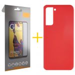 Skyhe Pack 1x Película de Vidro Temperado Full + Capa Skyhe Samsung Galaxy S23 Plus 5G Silicone Líquido Red - 8434010387233