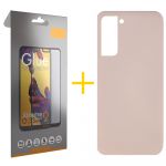 Skyhe Pack 1x Película de Vidro Temperado Full + Capa Skyhe Samsung Galaxy S23 Plus 5G Silicone Líquido Rosa-creme - 8434010387226