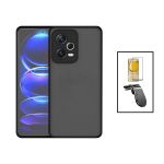 Kit Capa Anti Choque Camera Protection + Película 5D Full Cover + Suporte Magnético L Safe Driving Carro para Xiaomi Poco X5 - Black