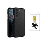 Kit Capa Anti Choque Camera Protection + Película 5D Full Cover + Suporte Magnético Reforçado de Carro para Samsung Galaxy Galaxy S23 Plus - Black