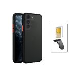 Kit Capa Anti Choque Camera Protection + Película 5D Full Cover + Suporte Magnético L Safe Driving Carro para Samsung Galaxy Galaxy S23 - Black
