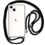 Capa Silicone Transparente iPhone 13 Mini Cordão Preto - 8434847056722