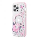 Kingxbar Butterfly Series Magnetic Case para iphone 14 Plus Magsafe Case With Butterflies Pink