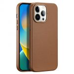 Dux Ducis Grit Leather Case para iphone 14 Pro Max Elegant Faux Leather Cover (magsafe Compatible) Brown