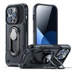 Joyroom Dual Hinge Case para iphone 14 Pro Armored Case With a Stand And a Ring Holder Black