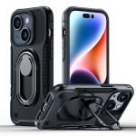 Joyroom Dual Hinge Case para iphone 14 Plus Armored Case With a Stand And a Ring Holder Black