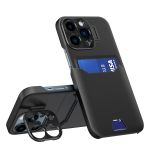 Hurtel Leather Stand Case para iphone 14 Pro Max Cover Card Wallet With Stand Black