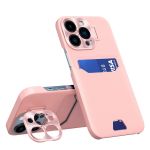 Hurtel Leather Stand Case para iphone 14 Pro Max Card Wallet Cover With Stand Pink