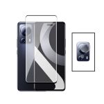 Kit Película de Camara Traseira + Vidro Temperado 5D Full Cover Curved para Xiaomi 13 Lite - Transparente/preto