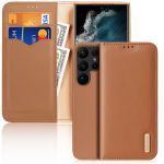 Dux Ducis Hivo Case para Samsung Galaxy S23 Ultra Flip Cover Wallet Stand Rfid Blocking Brown
