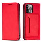 Hurtel Magnet Card Case para Samsung Galaxy S23 Ultra Flip Cover Wallet Stand Red