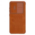 Nillkin Qin Leather Pro Case para Samsung Galaxy S23+ Flip Cover Camera Cover Brown