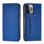 Hurtel Magnet Card Case para Samsung Galaxy S23 Ultra Flip Cover Wallet Stand Blue
