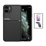 Kit Capa Magnetic Lux + 5D Full Cover + Suporte Magnético L Safe Driving para Xiaomi Redmi A2 - Black