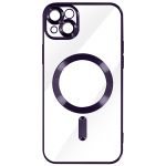 Avizar Capa Magsafe para iPhone 13 Silicone Proteção Câmara Moldura Cromada Violeta - BACK-KROMAG-PP-IP13