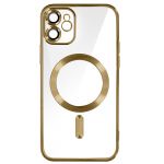 Avizar Capa Magsafe para iPhone 11 Silicone Proteção Câmara Moldura Cromada Dourado - BACK-KROMAG-GD-IP11
