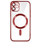 Avizar Capa Magsafe para iPhone 11 Silicone Proteção Câmara Moldura Cromada Vermelho - BACK-KROMAG-RD-IP11