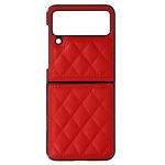 Avizar Capa para Samsung Z Flip 4 Couro Rhombic Série Rhombus Chic Vermelho - BACK-SHANOUL-RD-F721