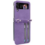 Avizar Capa para Samsung Z Flip 4 Couro Porta Cartões Alça Versátil Case Púrpura - FOLIO-AYLAN-PP-F721