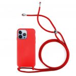 Capa Silicone Lí­quido iPhone 14 Pro Max Cordão Vermelho