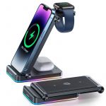 Joyroom 3in1 Induction Carregador para Apple Devices iphone, Apple Watch, Airpods (up To 15W) Stand Stand Black (JR-WQN01)