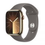 Apple Watch Series 9 GPS + Cellular 45mm Aço Inoxidável Dourado c/ Bracelete Desportiva Barro - Small/Medium - MRMR3QL/A