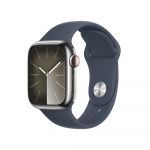 Apple Watch Series 9 GPS + Cellular 41mm Aço Inoxidável Prateado c/ Bracelete Desportiva Azul Trovoada - Medium/Large - MRJ33QL/A