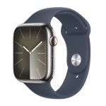 Apple Watch Series 9 GPS + Cellular 45mm Aço Inoxidável Prateado c/ Bracelete Desportiva Azul Trovoada - Small/Medium - MRMN3QL/A