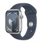 Apple Watch Series 9 GPS 45mm Alumínio Prateado c/ Bracelete Desportiva Azul Trovoada - Small/Medium - MR9D3QL/A