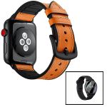 G4M Kit Bracelete Couro e Silicone Premium + Película de Hidrogel para Apple Watch Series 9 - 45mm - Castanho / Preto - 7427285976296