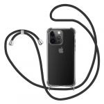 4-OK Capa + Cordão para Apple iphone 15 Pro Black