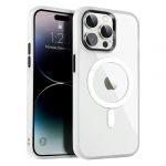 4-OK Capa Kristal com Magsafe e Bumper para Apple iphone 15 Pro Max Branco