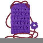 Avizar Bolsa de Ombro Smartphone Tricotada à Mão Padrão Flores Violet - Shan-trik-pp