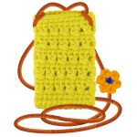 Avizar Bolsa de Ombro Smartphone Tricotada à Mão Padrão Flores Amarelo - Shan-trik-br
