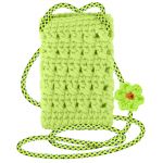 Avizar Bolsa de Ombro Smartphone Tricotada à Mão Padrão Flores Verde Limão - Shan-trik-yl