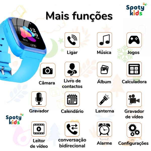 Relógio Smartwatch Criança SPOTYKIDS Jogos e Músicas (Rosa)