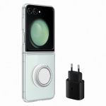 Silicone Gadget Case para Galaxy Z Flip 5 + usb C 25W Carregador Transparent